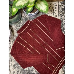 Vintage Red and Gold detailed Turtleneck Sweater